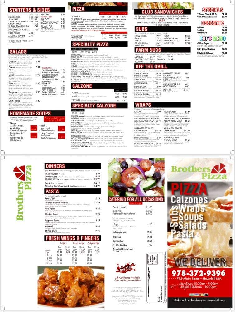 Brother's Pizza - Haverhill, MA menu_pic