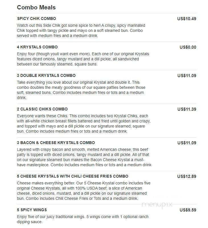 Krystal - Cedartown, GA menu_pic