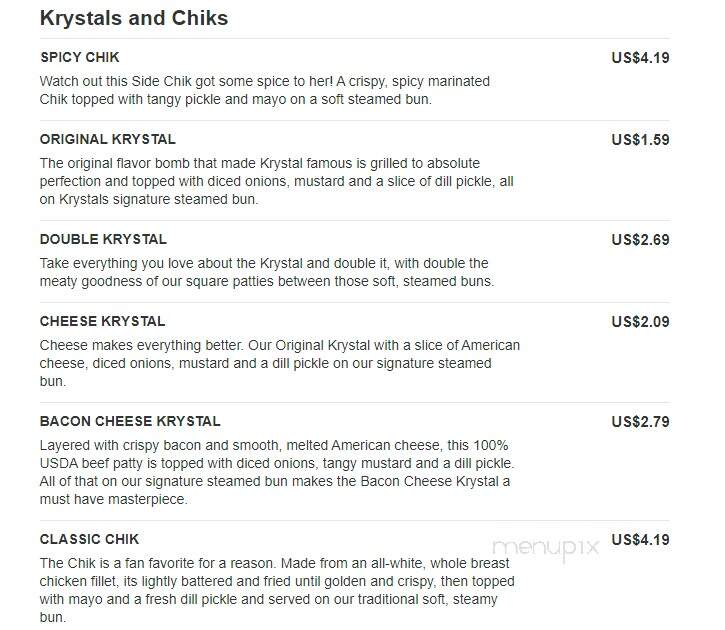 Krystal - Cedartown, GA menu_pic
