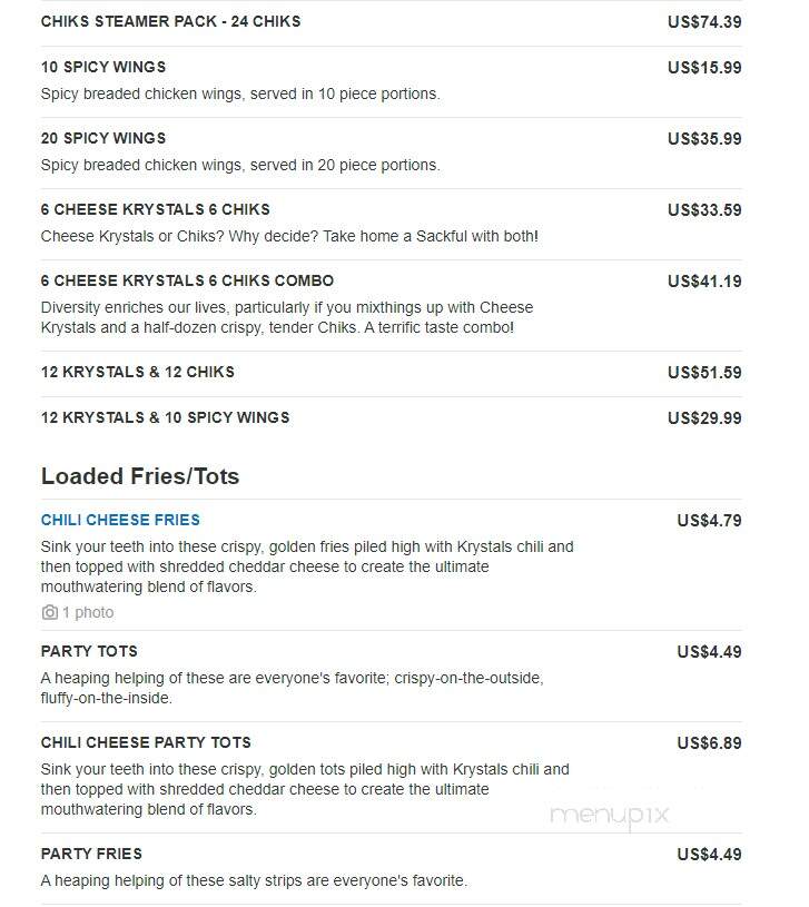 Krystal - Cedartown, GA menu_pic