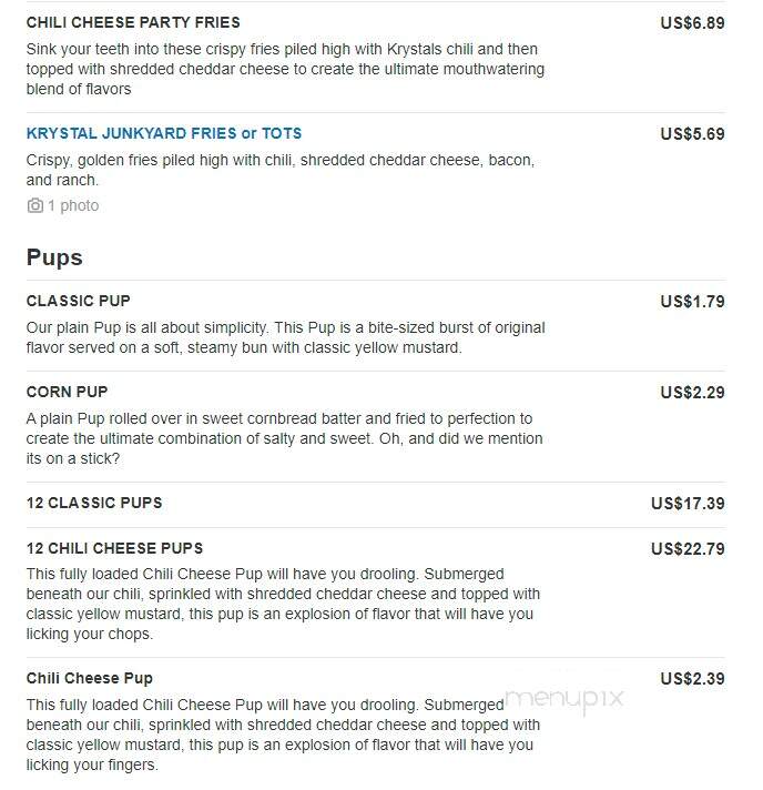Krystal - Cedartown, GA menu_pic