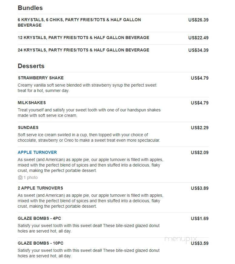 Krystal - Cedartown, GA menu_pic