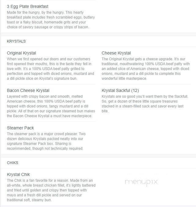 Krystal - Waycross, GA menu_pic