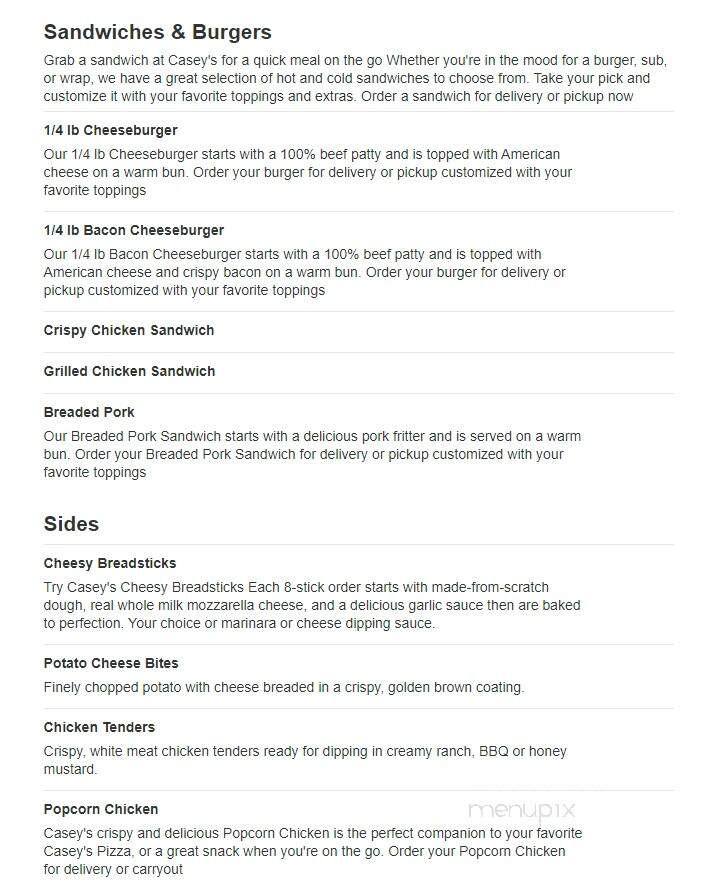 Caseys Carry Out Pizza - Paynesville, MN menu_pic