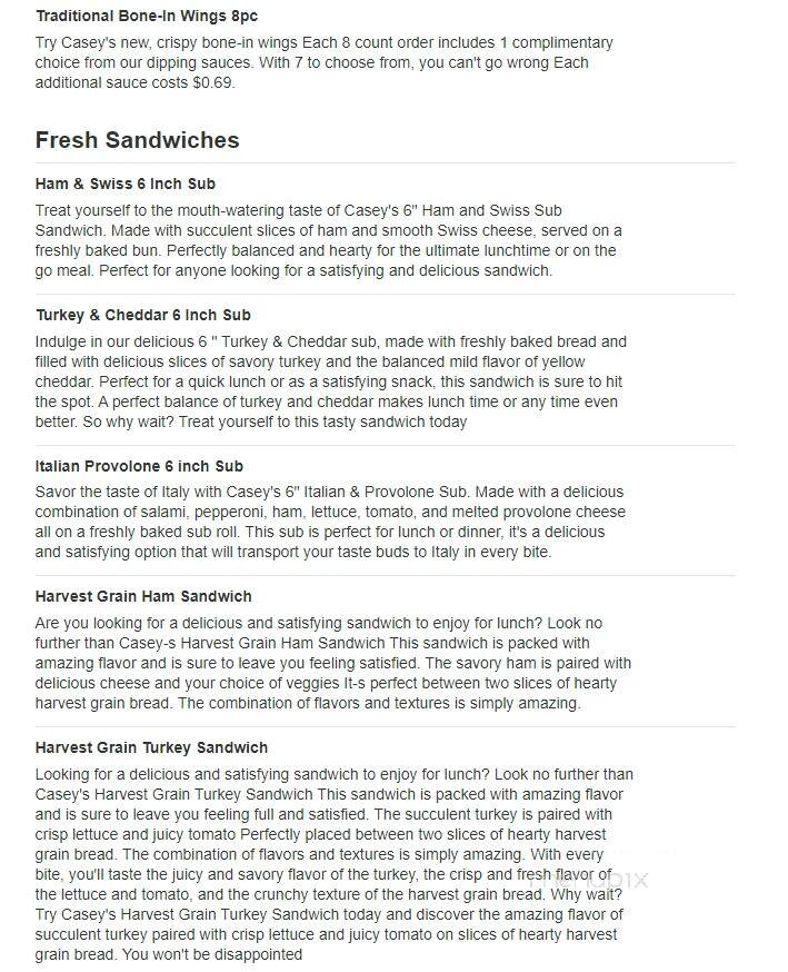 Caseys Carry Out Pizza - Paynesville, MN menu_pic