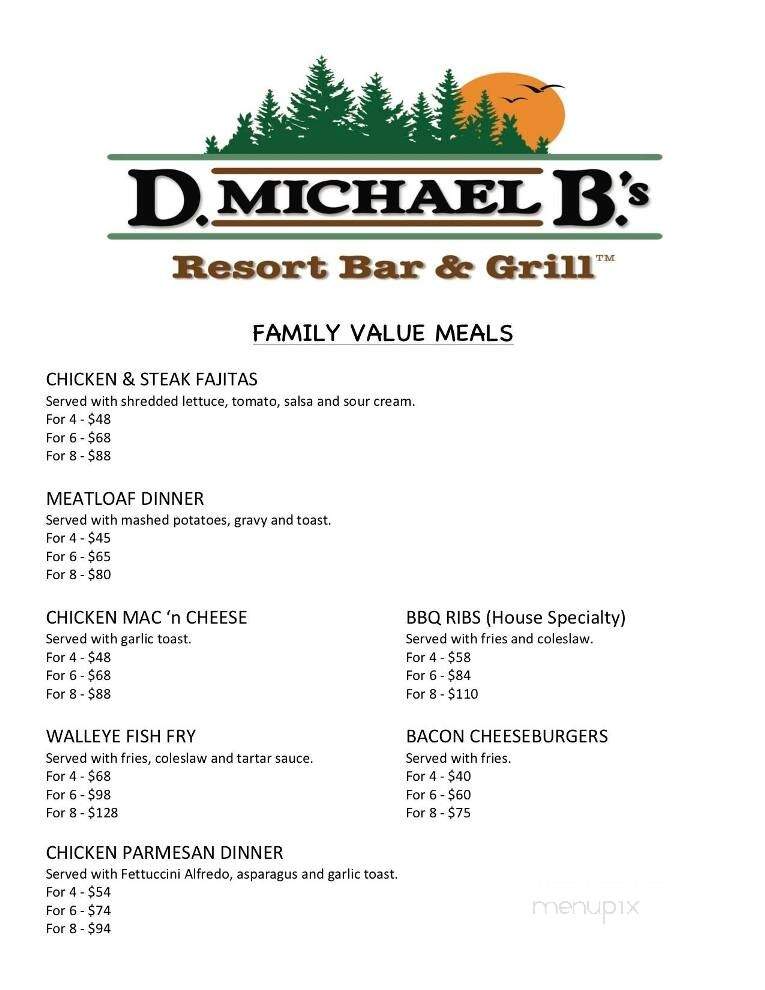 D Michael B's Resort Bar - Albertville, MN menu_pic