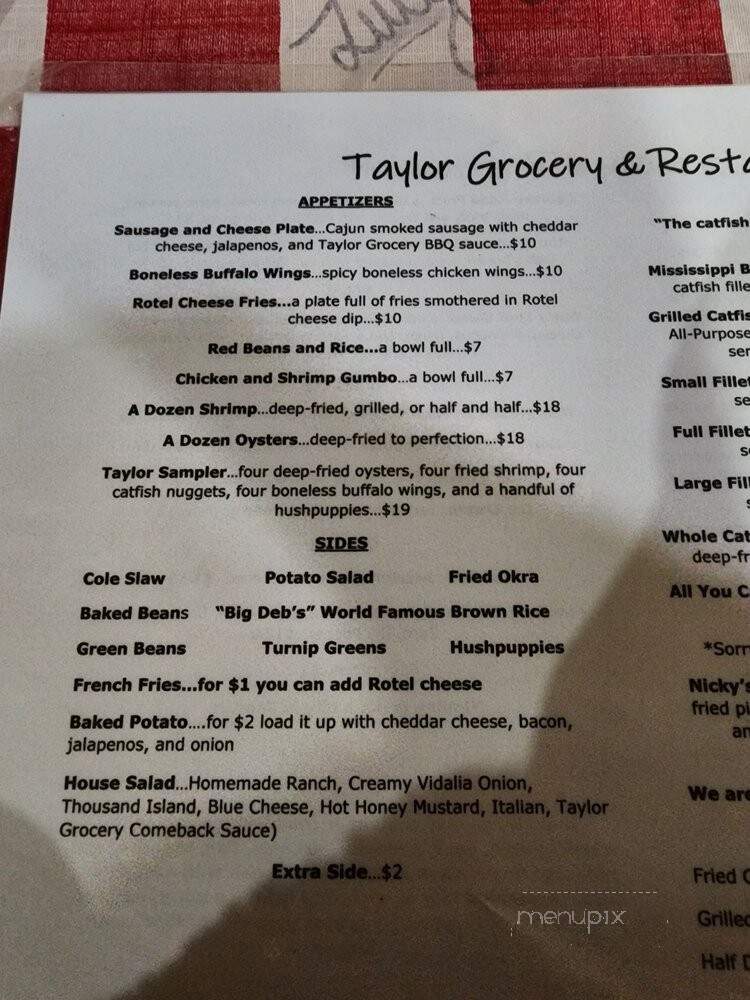 Taylor Grocery & Restaurant - Taylor, MS menu_pic