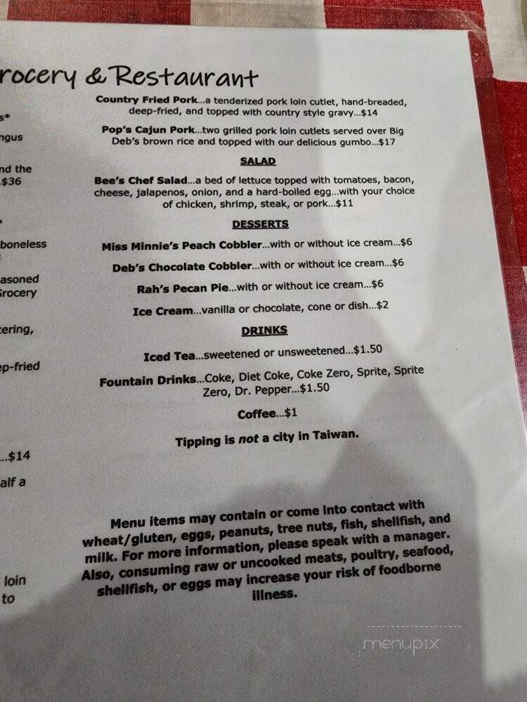 Taylor Grocery & Restaurant - Taylor, MS menu_pic