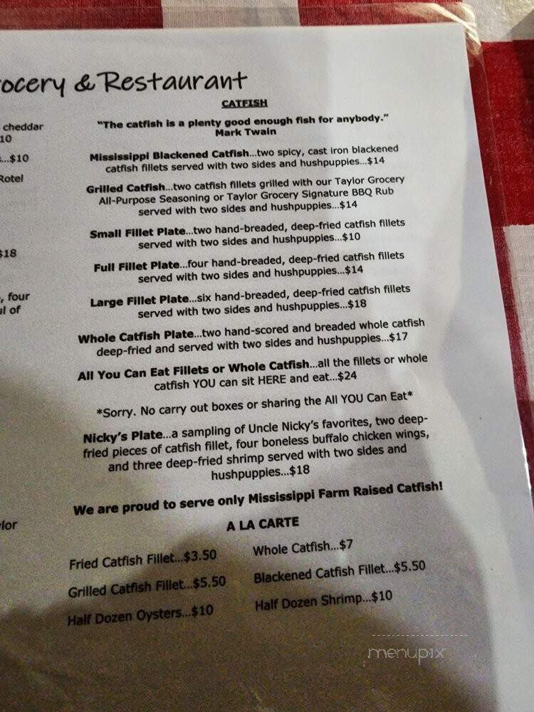 Taylor Grocery & Restaurant - Taylor, MS menu_pic