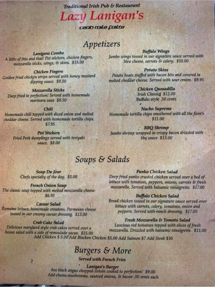 Lazy Lanigans - Hackensack, NJ menu_pic