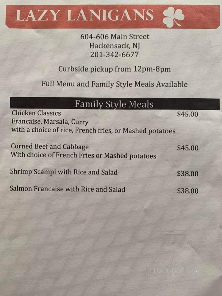 Lazy Lanigans - Hackensack, NJ menu_pic