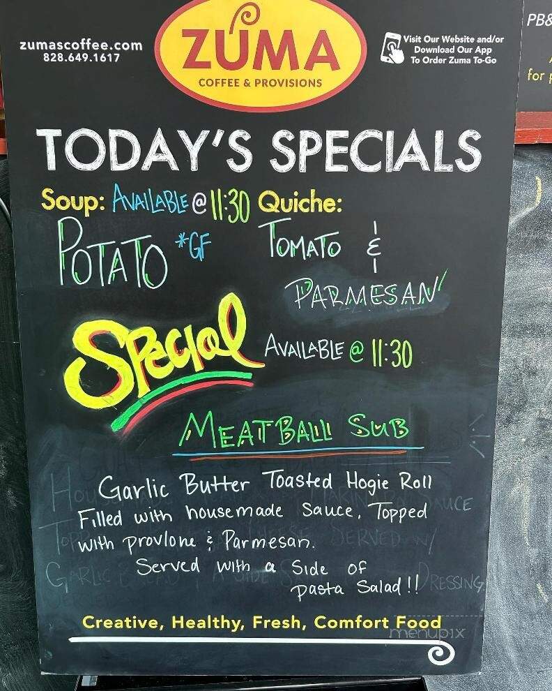 Zuma Coffee - Marshall, NC menu_pic