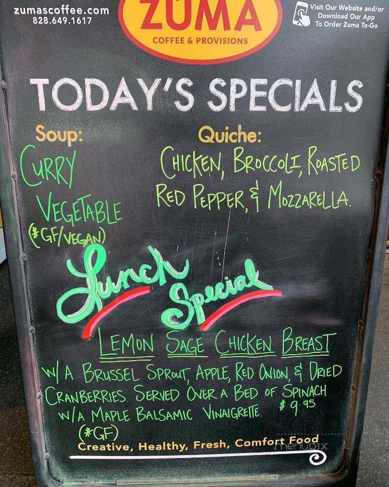 Zuma Coffee - Marshall, NC menu_pic