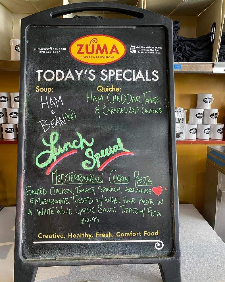 Zuma Coffee - Marshall, NC menu_pic
