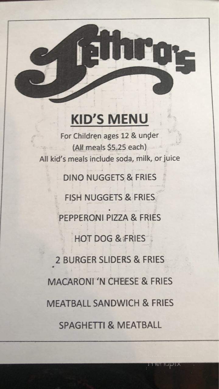 Jethro's - Altoona, PA menu_pic