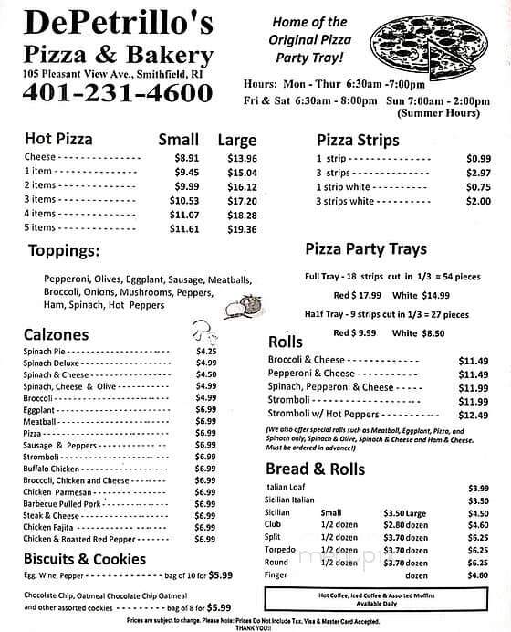 De Petrillo's Pizza & Bakery - Smithfield, RI menu_pic