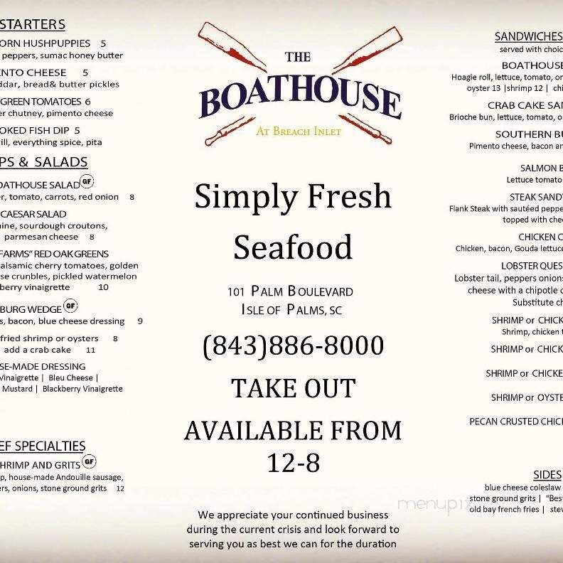 Boathouse At Breach Inlet - Isle Of Palms, SC menu_pic