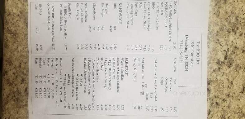The Bbq Hut - Dyersburg, TN menu_pic