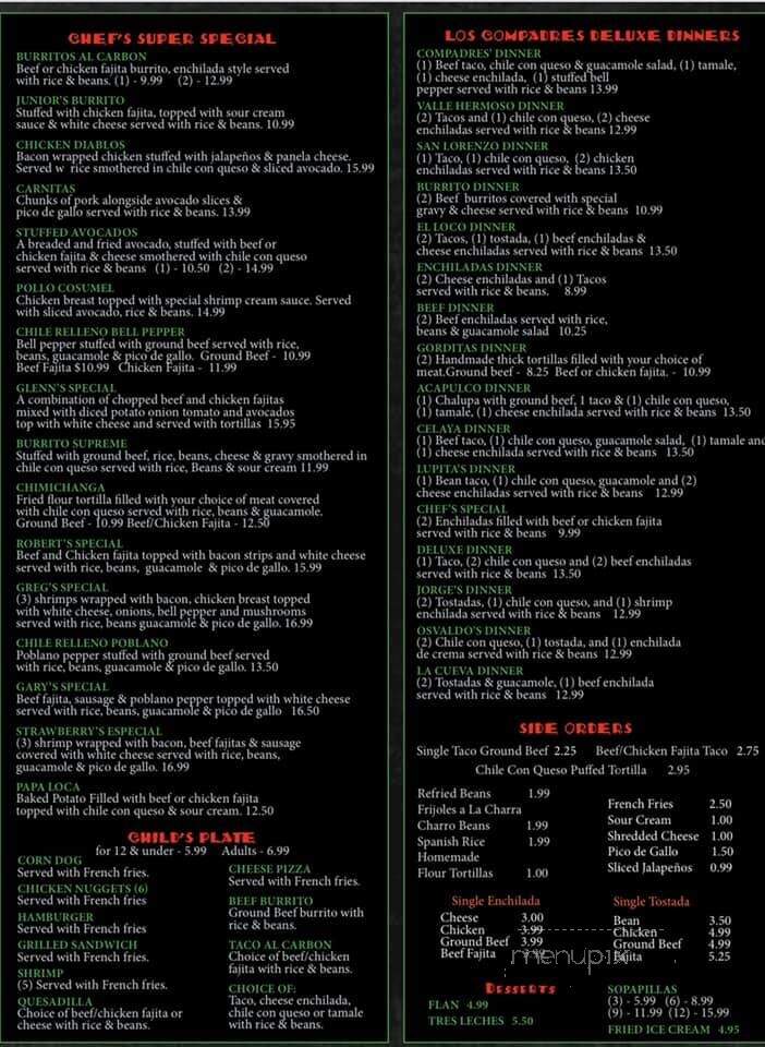 Los Compadres Mexican Restaurant - Huffman, TX menu_pic
