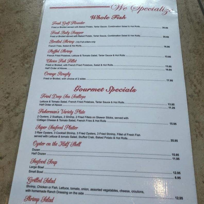 Oyster Bar IV - Harlingen, TX menu_pic