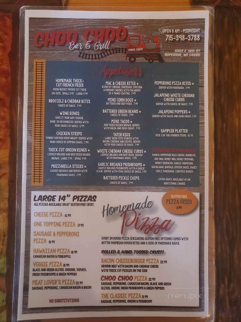 Choo Choo Bar & Grill - Superior, WI menu_pic