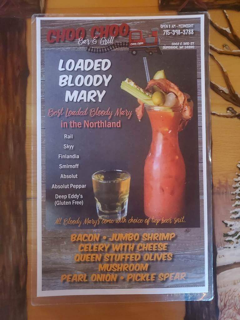 Choo Choo Bar & Grill - Superior, WI menu_pic
