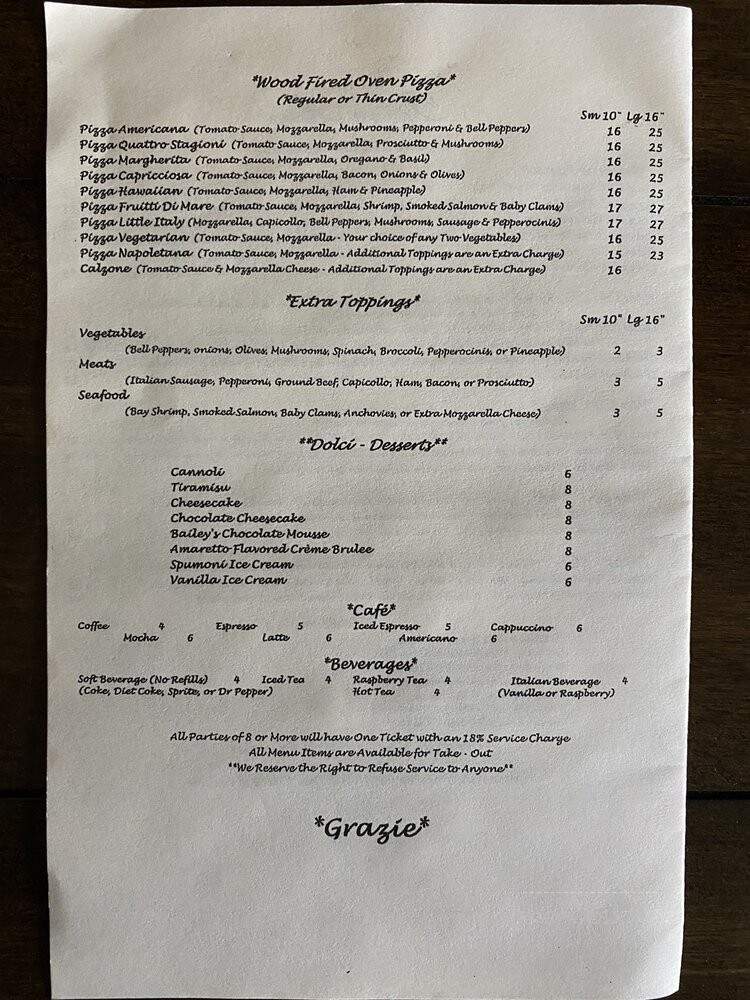 Little Italy Italian Restaurant - Visalia, CA menu_pic