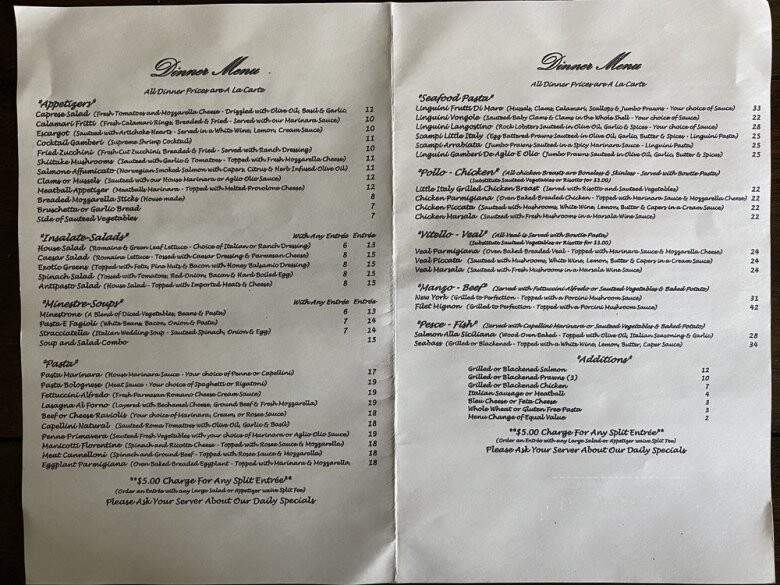 Little Italy Italian Restaurant - Visalia, CA menu_pic