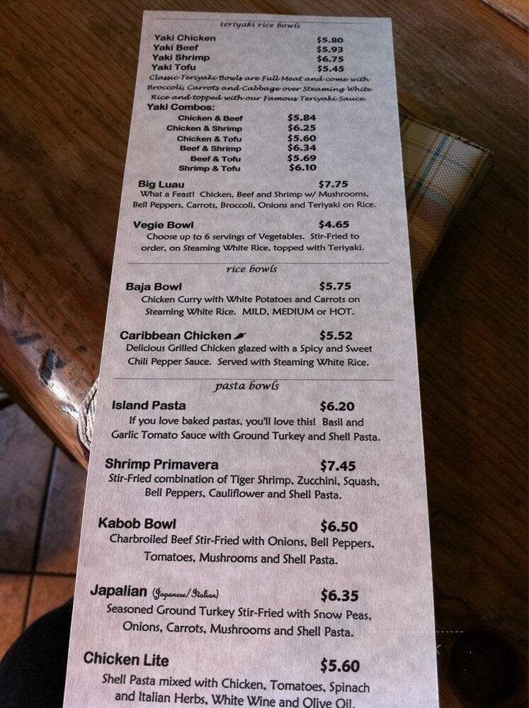 Tiki Hut - San Luis Obispo, CA menu_pic