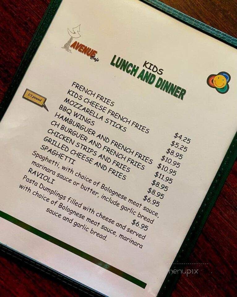 Avenue Cafe - Miranda, CA menu_pic