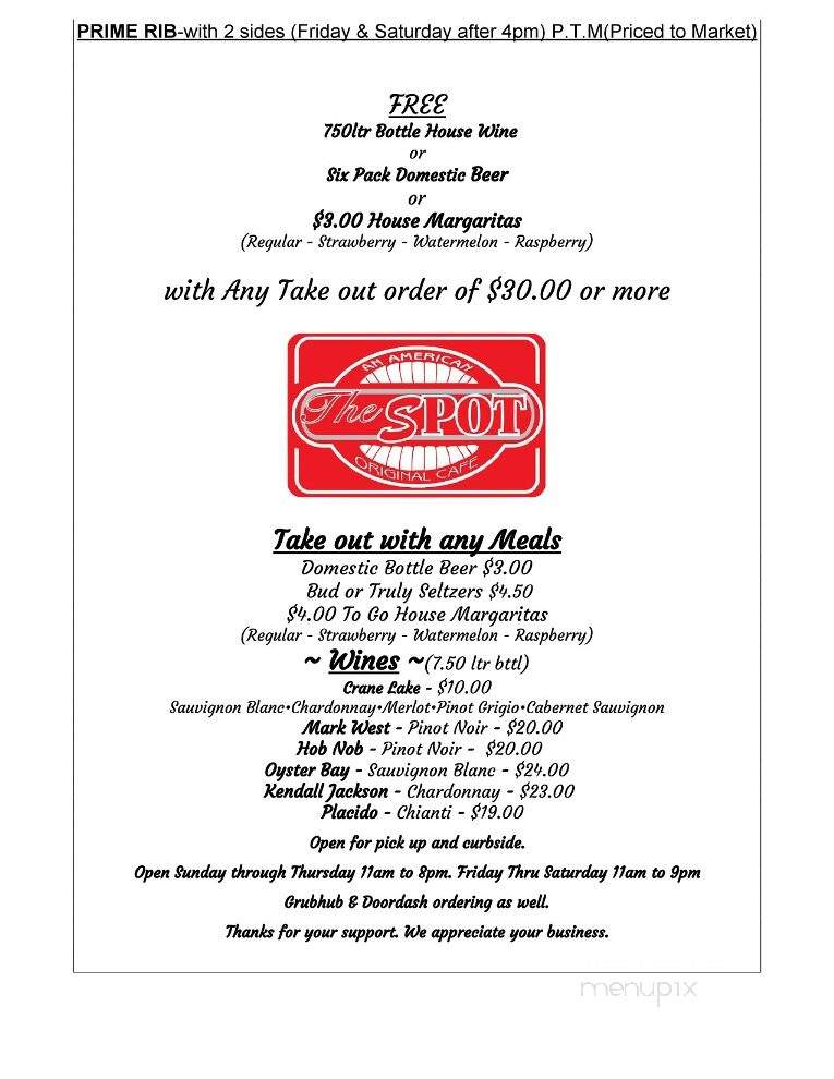 Spot Cafe & Restaurant - Groton, CT menu_pic