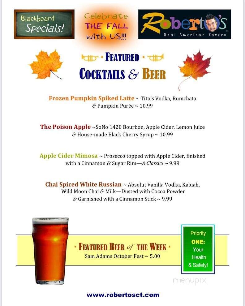 Roberto's Real American Tavern - East Windsor, CT menu_pic