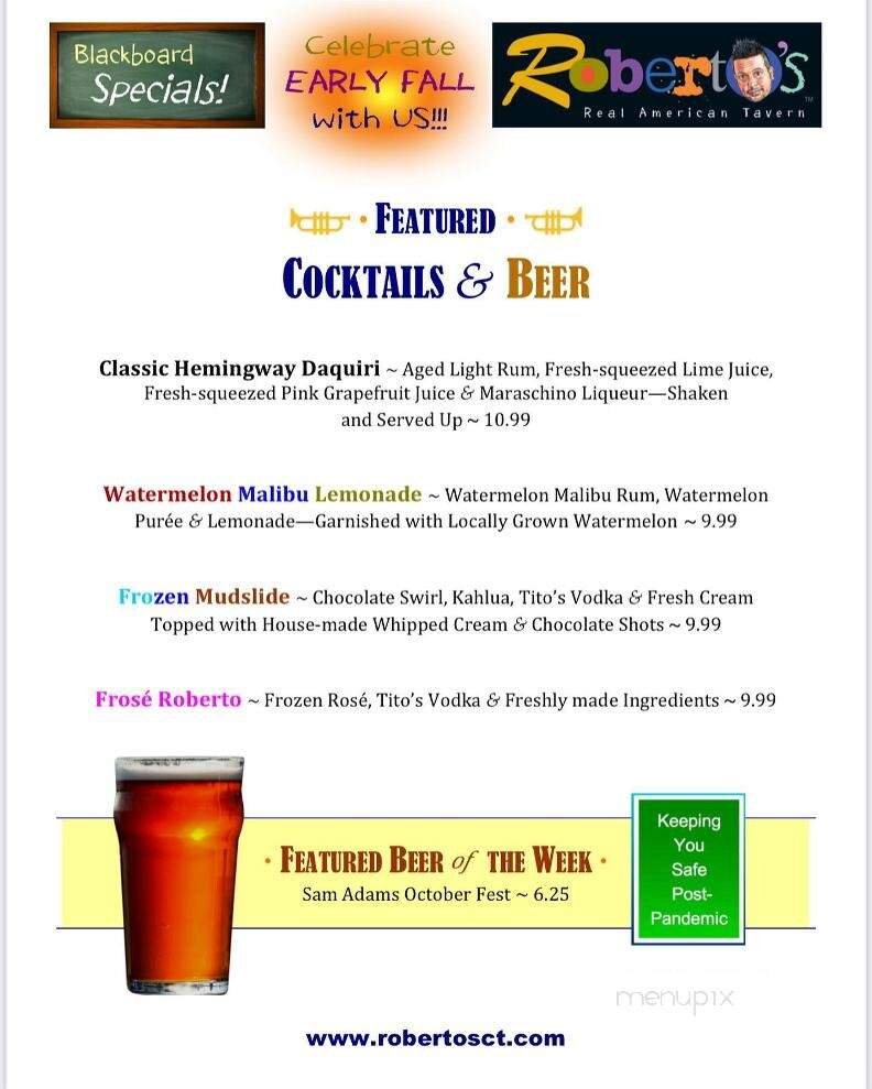 Roberto's Real American Tavern - East Windsor, CT menu_pic