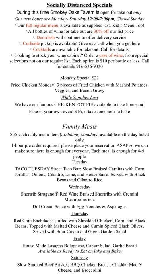 Smokey Oaks Tavern - Fair Oaks, CA menu_pic