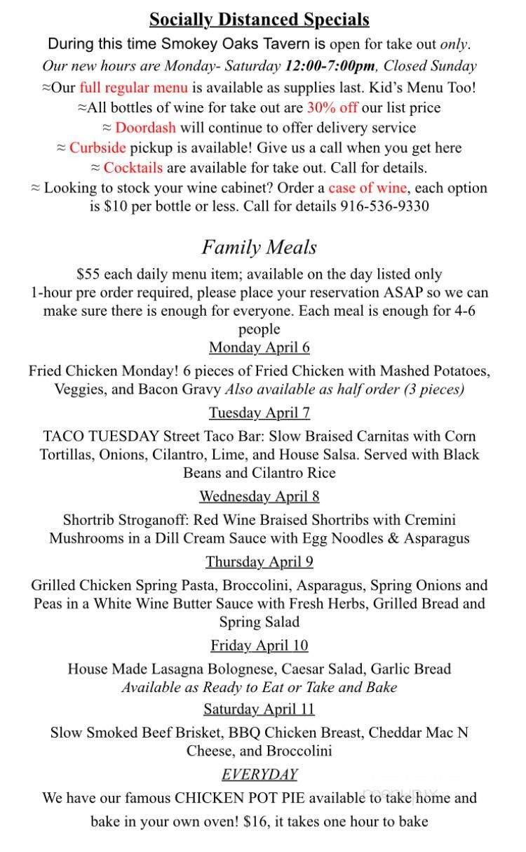 Smokey Oaks Tavern - Fair Oaks, CA menu_pic