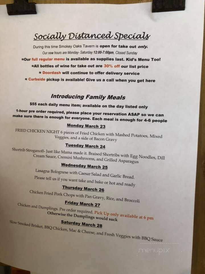Smokey Oaks Tavern - Fair Oaks, CA menu_pic