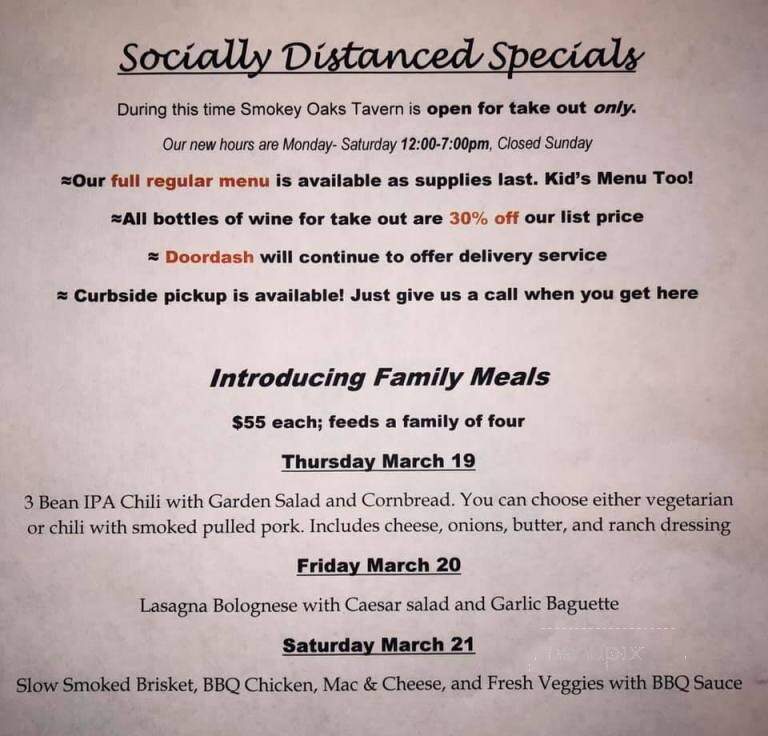 Smokey Oaks Tavern - Fair Oaks, CA menu_pic
