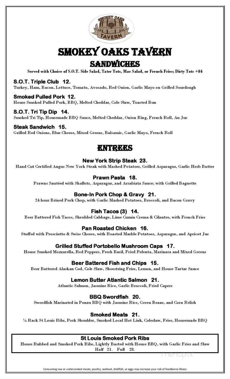 Smokey Oaks Tavern - Fair Oaks, CA menu_pic
