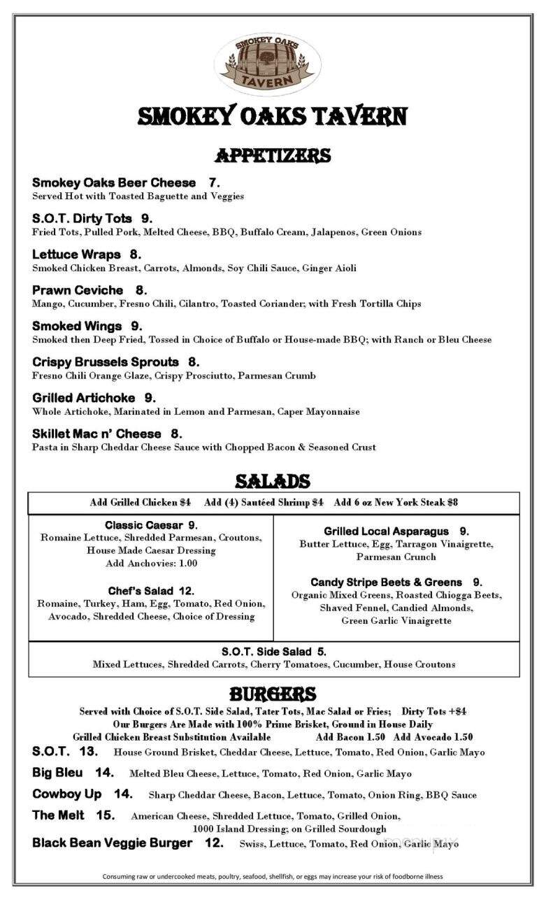 Smokey Oaks Tavern - Fair Oaks, CA menu_pic