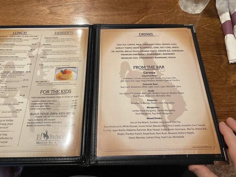 El Bronco Mexican Bar & Grill - Christiansburg, VA menu_pic