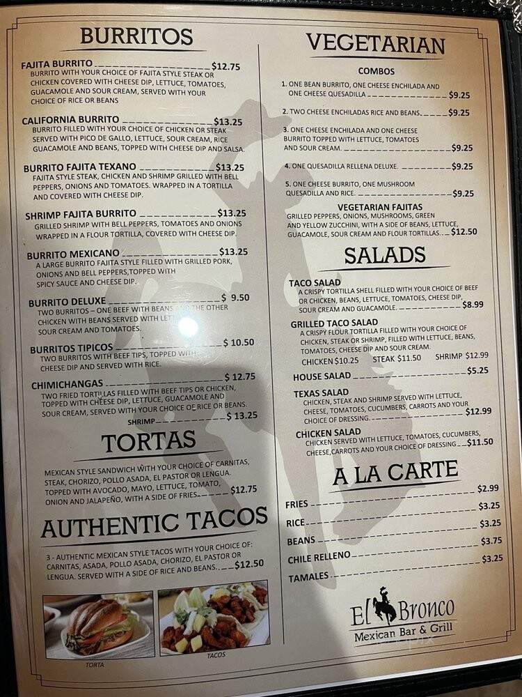 El Bronco Mexican Bar & Grill - Christiansburg, VA menu_pic