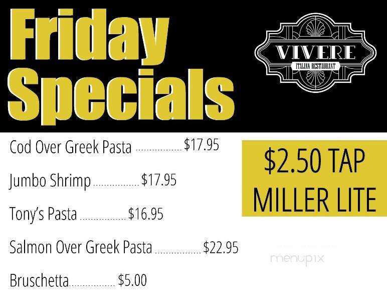 Vivere Italian Restaurant - Oak Creek, WI menu_pic