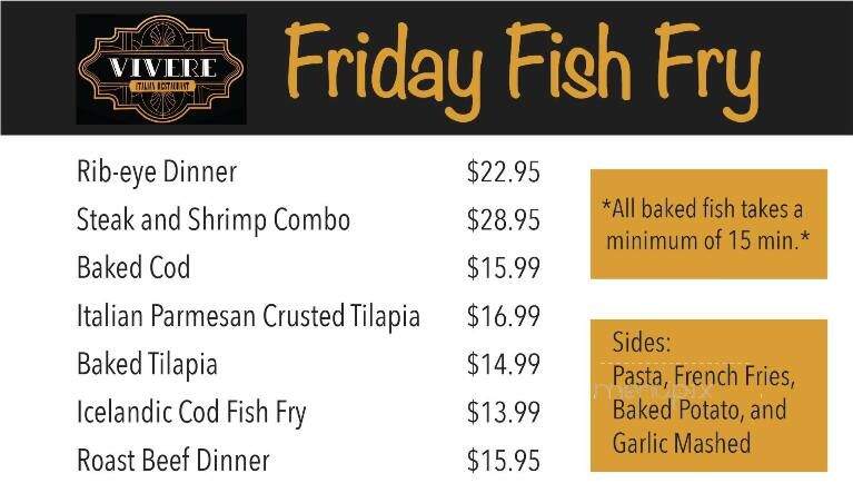 Vivere Italian Restaurant - Oak Creek, WI menu_pic