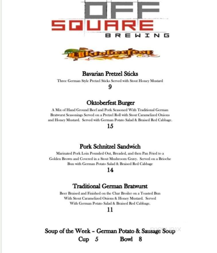 Off Square Brewing - Crown Point, IN menu_pic