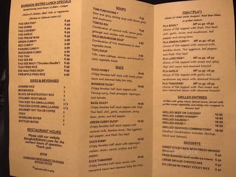 Bangkok Bistro Thai Eatery - Manalapan, NJ menu_pic