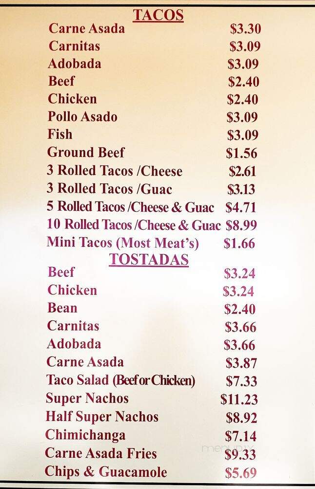 Federico's Mexican Food - Kingman, AZ menu_pic
