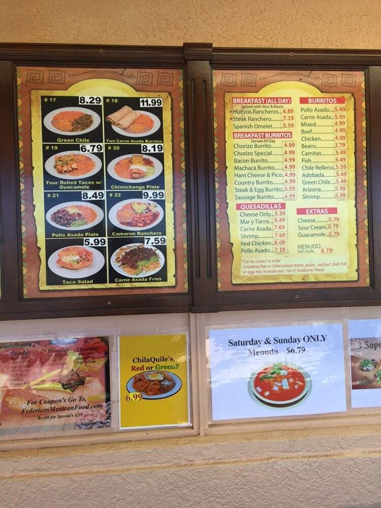 Federico's Mexican Food - Kingman, AZ menu_pic