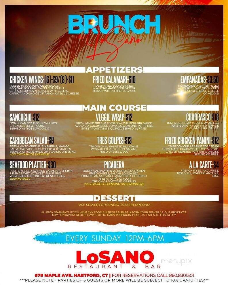 Lo Sano Restaurant and Bar - Hartford, CT menu_pic