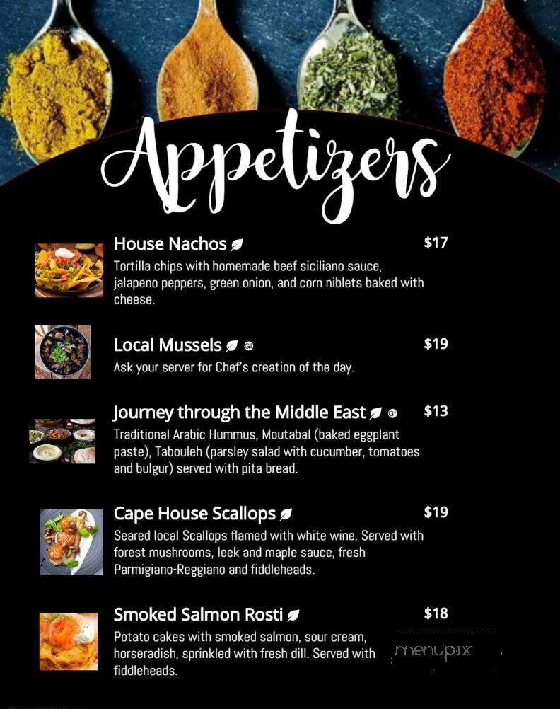 Cape House Restaurant - Waterside, NB menu_pic