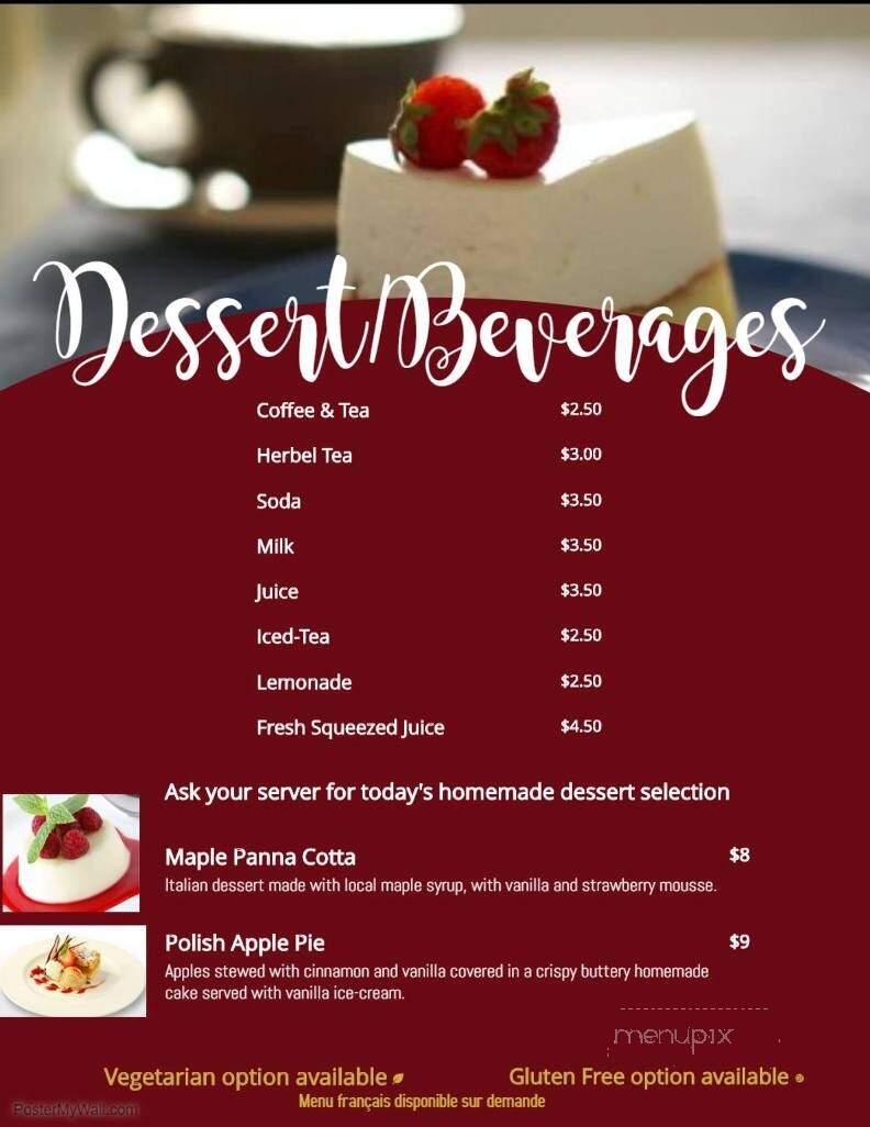 Cape House Restaurant - Waterside, NB menu_pic